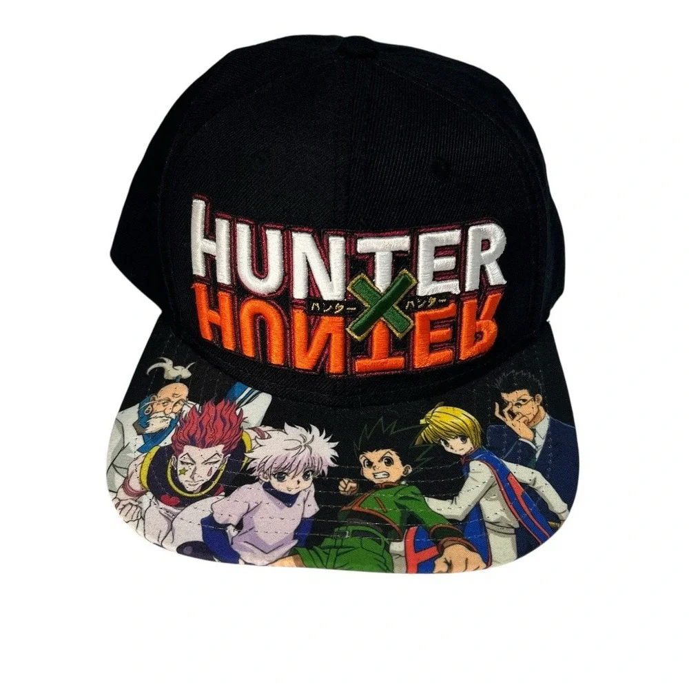 Hunter‎ x Hunter Logo Gon & Killua Flat Bill Snapback Hat Cap Black Embroidered